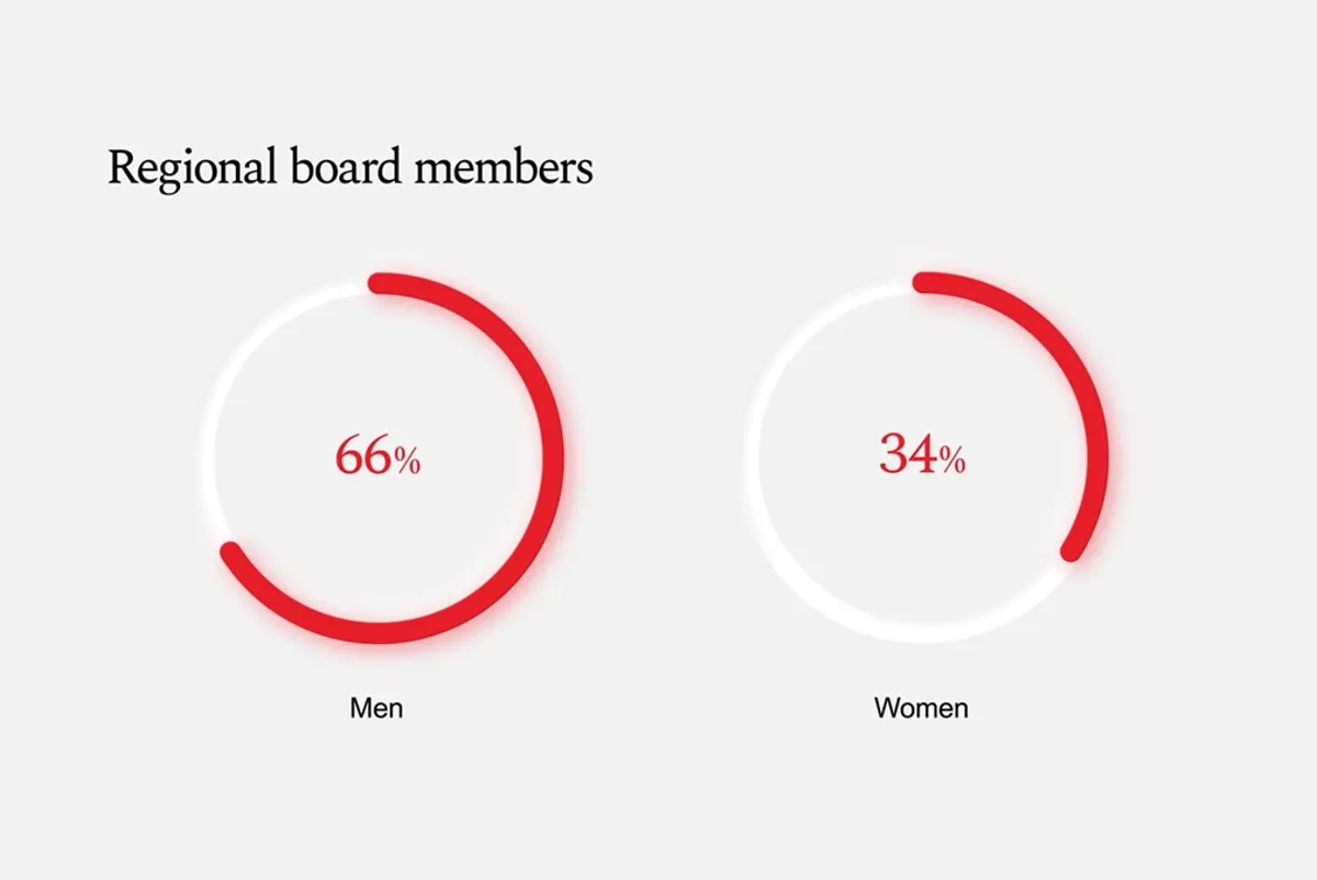 Regional board members gender breakdown
