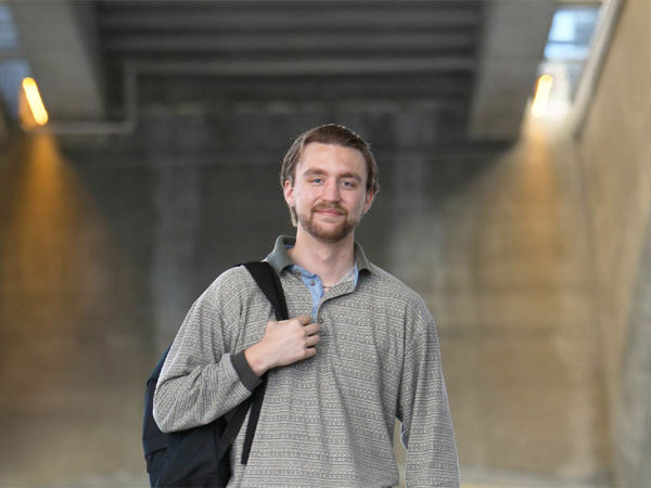 A man with a backpack.