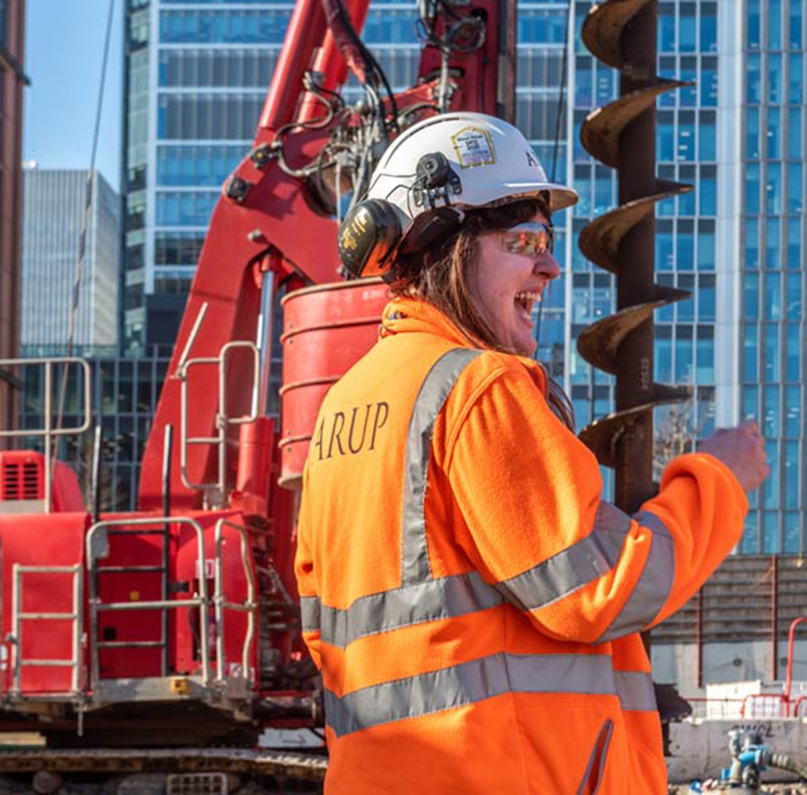 Staff member on site at Canary Wharf