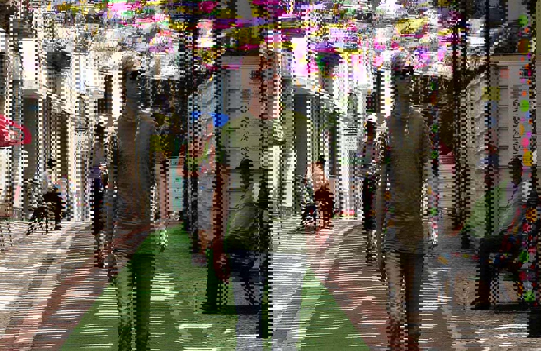 Man walking along a city street