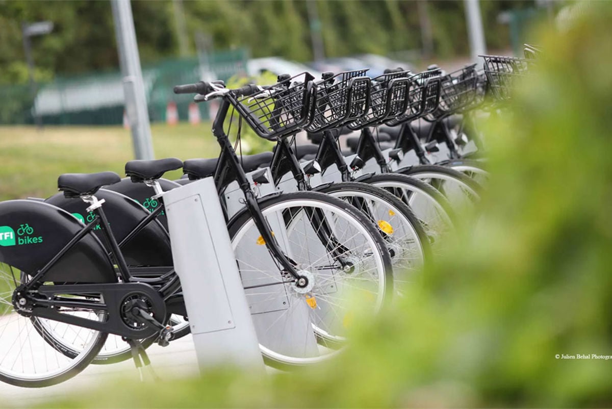 Row of rentable bikes