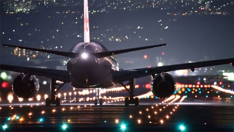 Plane taxiing at an airport