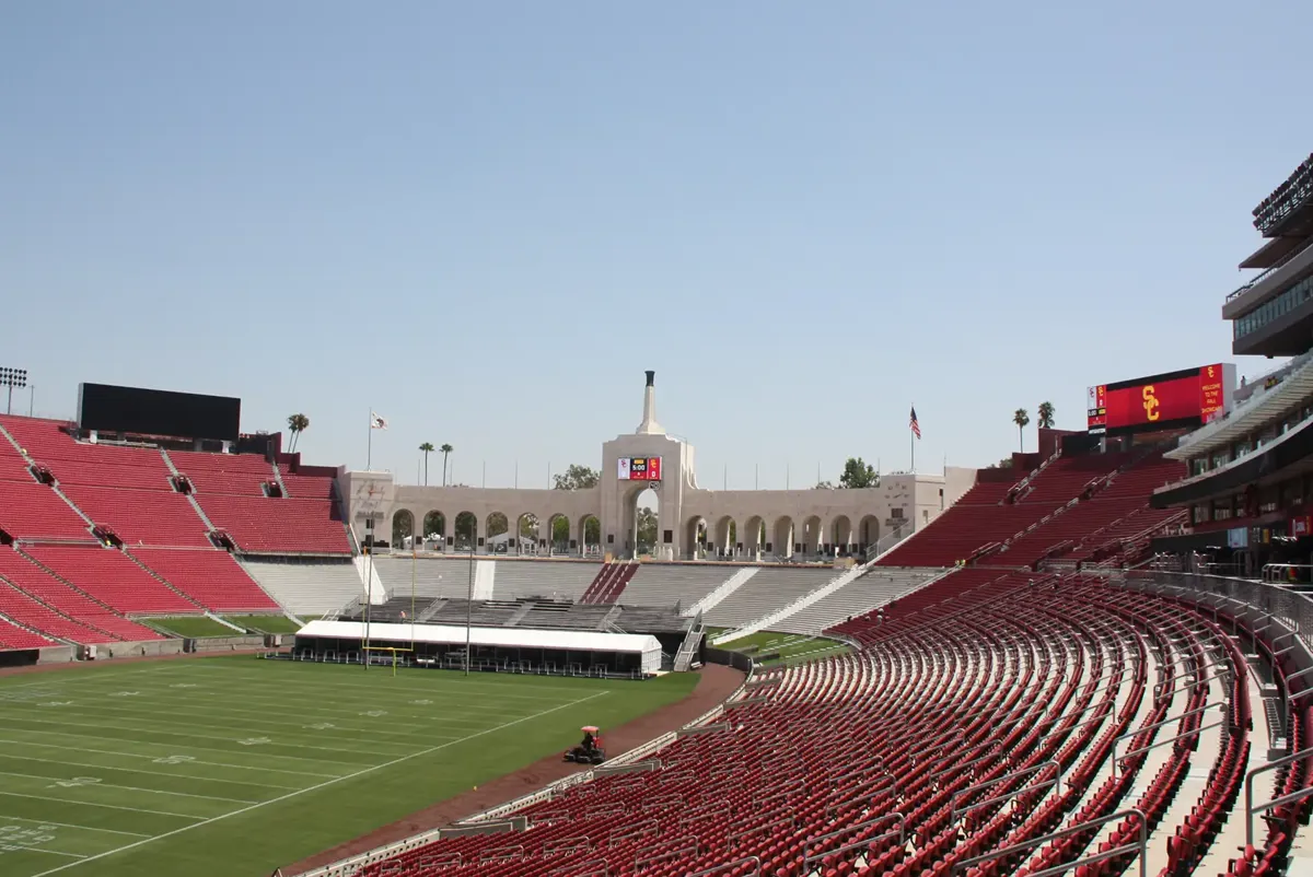 A stadium filled with people.