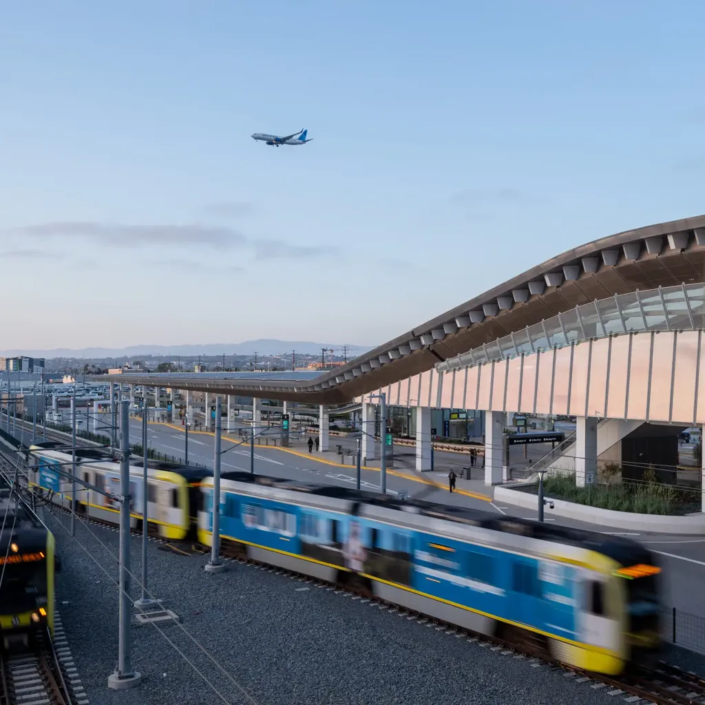 A train is on the tracks.