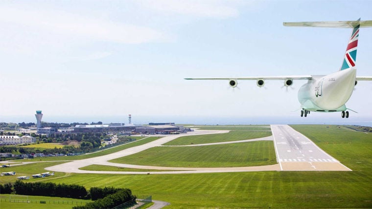 Plane landing at an airport