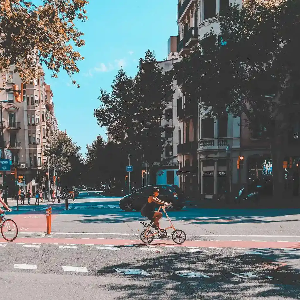 Two cyclists on a city street