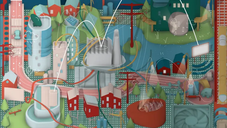 Diagram of a futuristic city