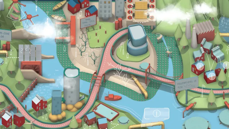 An illustration of a futuristic city