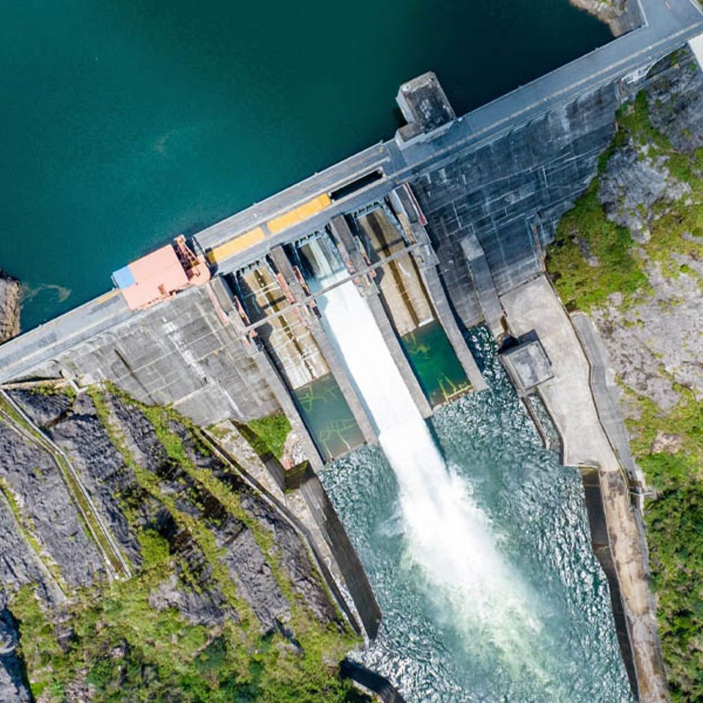 Aerial view of pumped hydro energy