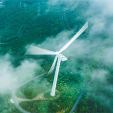 Aerial view of a wind turbine