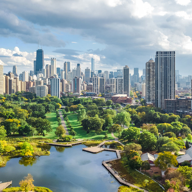 Aerial shot of Chicago