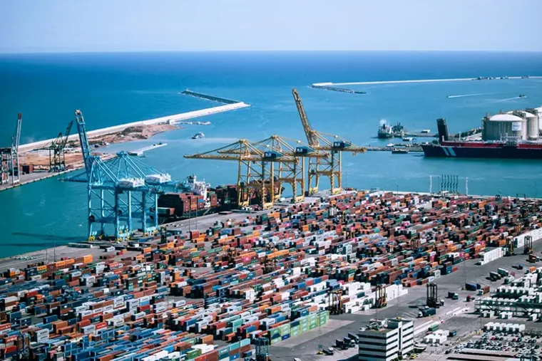 Aerial view of a port
