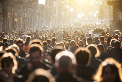 People on a busy city street