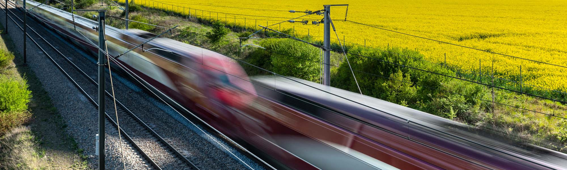 Two high speed trains passing one another