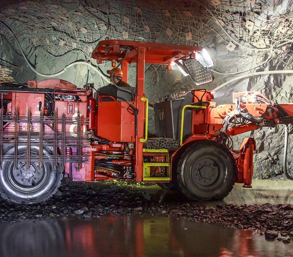 Iron ore machine in a mine underground