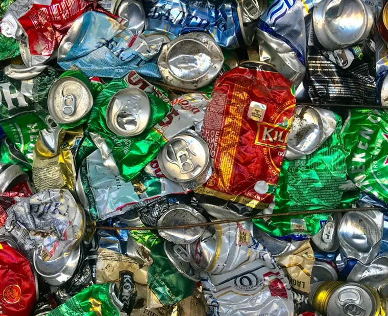 Crushed cans and bottles