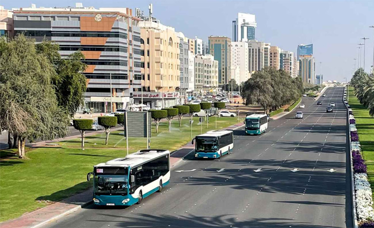 Buses on a streets in Dubai