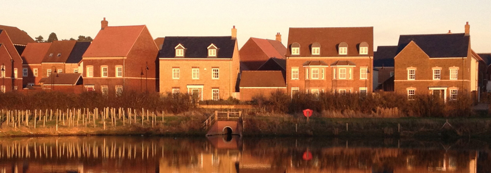 Water close to a number of new build homes