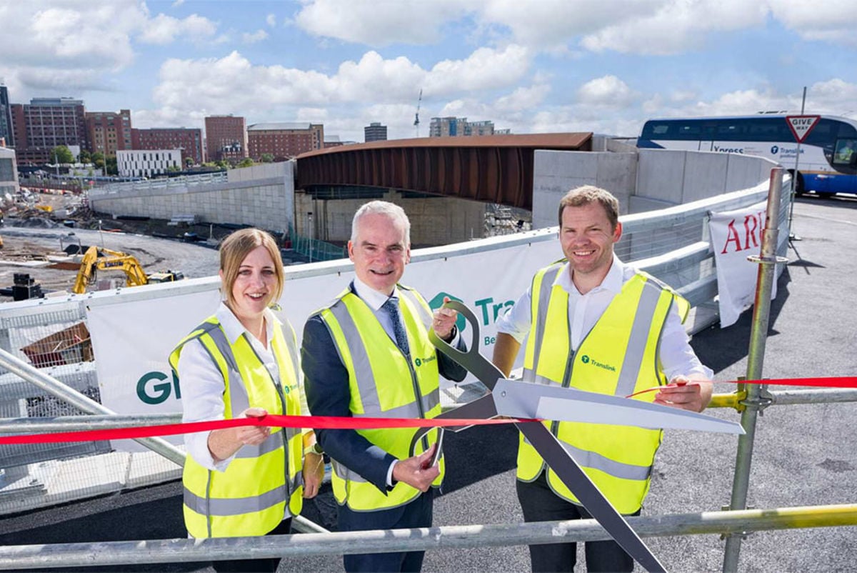 Laura Brady, Arup's project manager on the Busway Bridge pictured with other members of the team