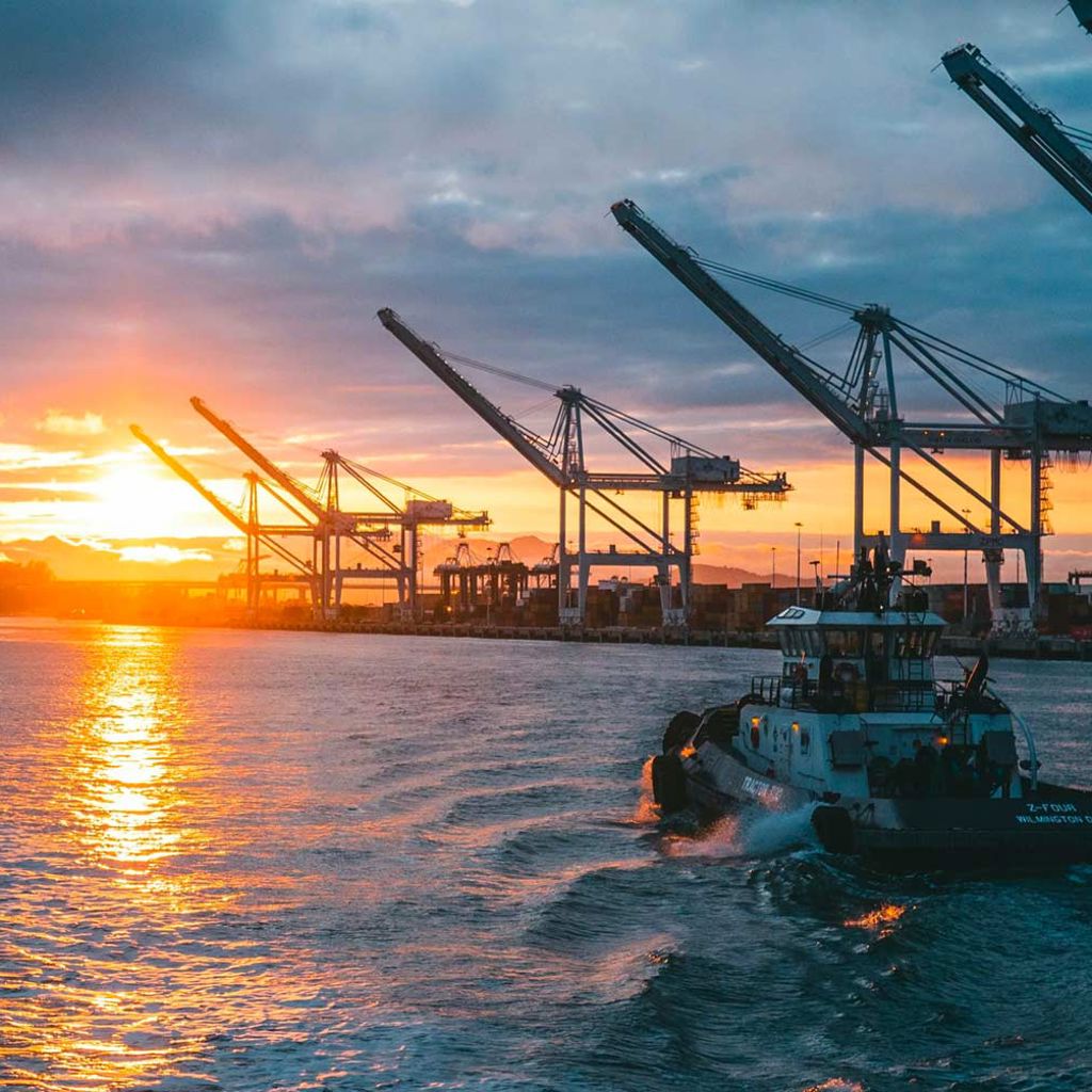 Port at sun set