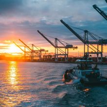 Port at sun set