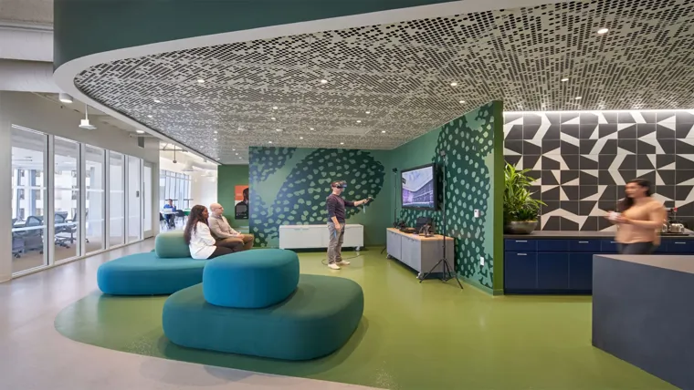 A group of people in a room.