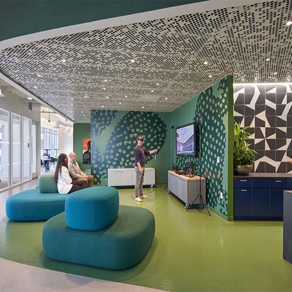 A group of people in a room.