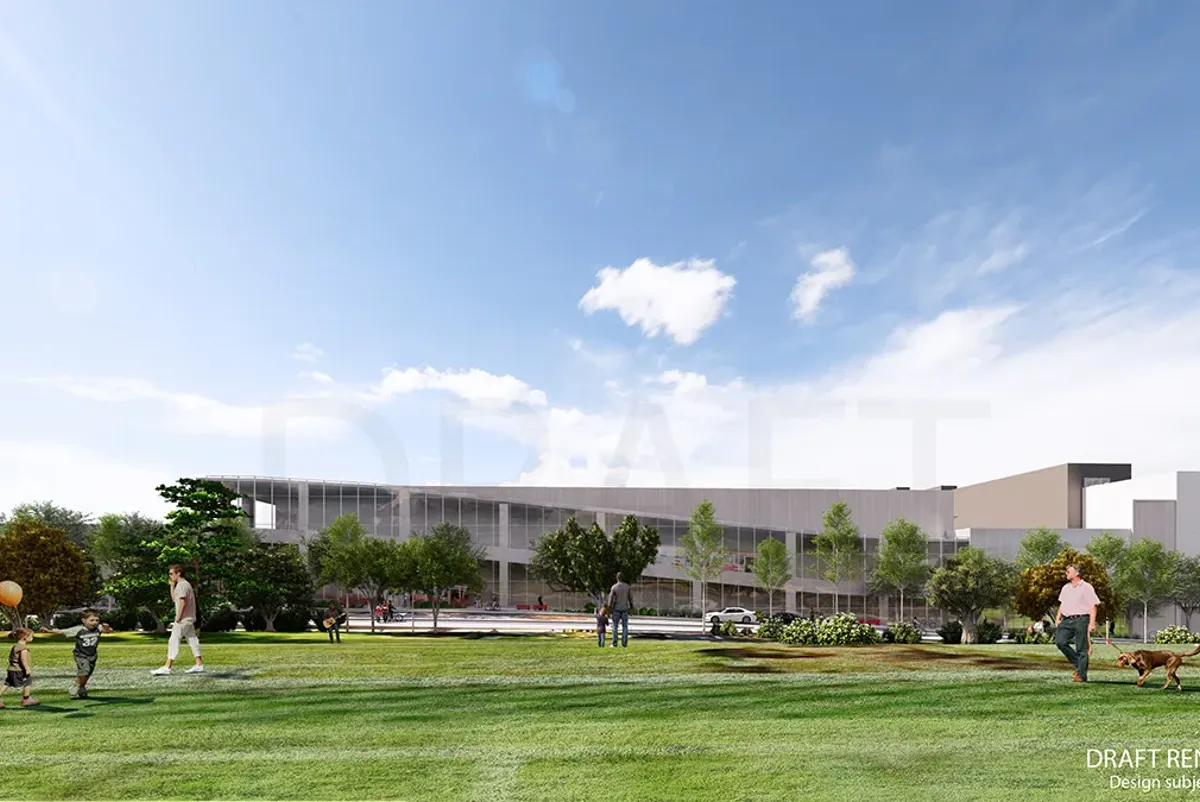 People walking in a park.