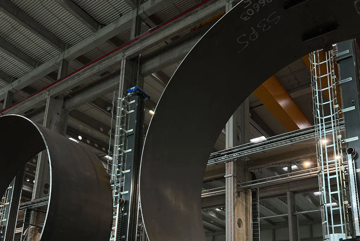 Wind towers under construction