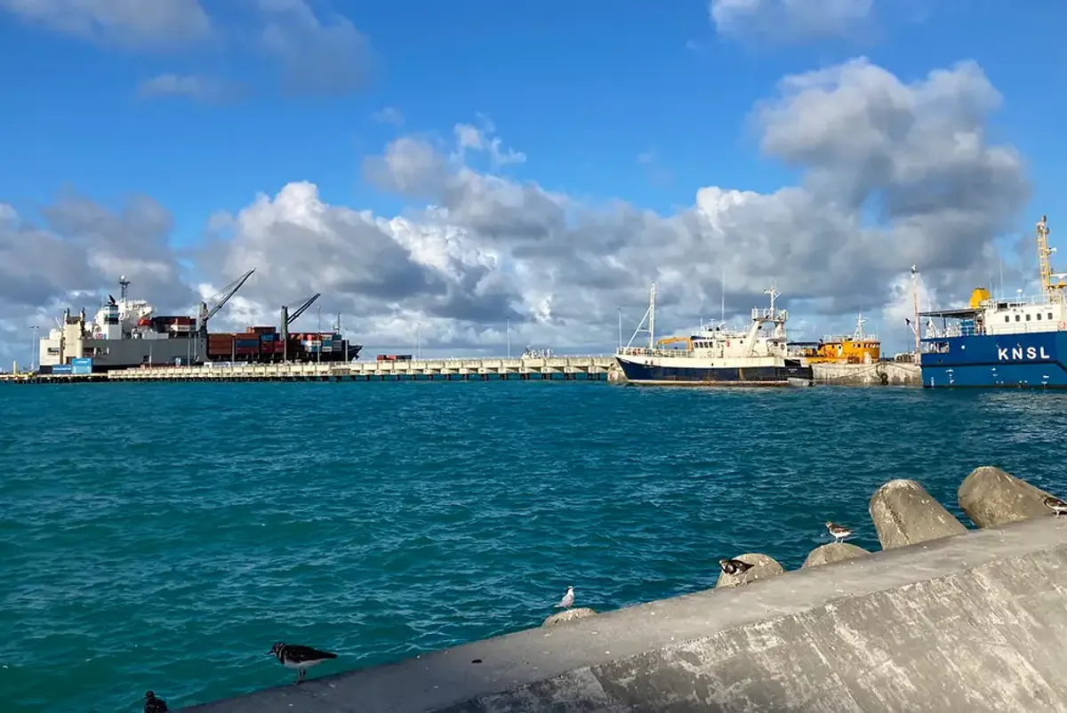 A group of ships in the water.