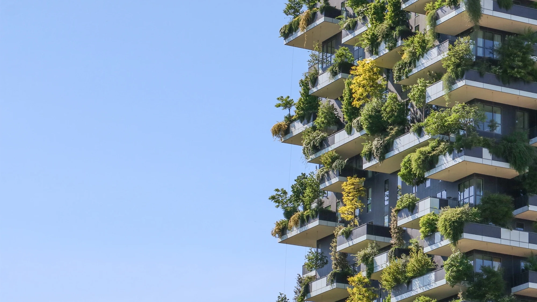 Close up the vertical forest on Bosco Verticale