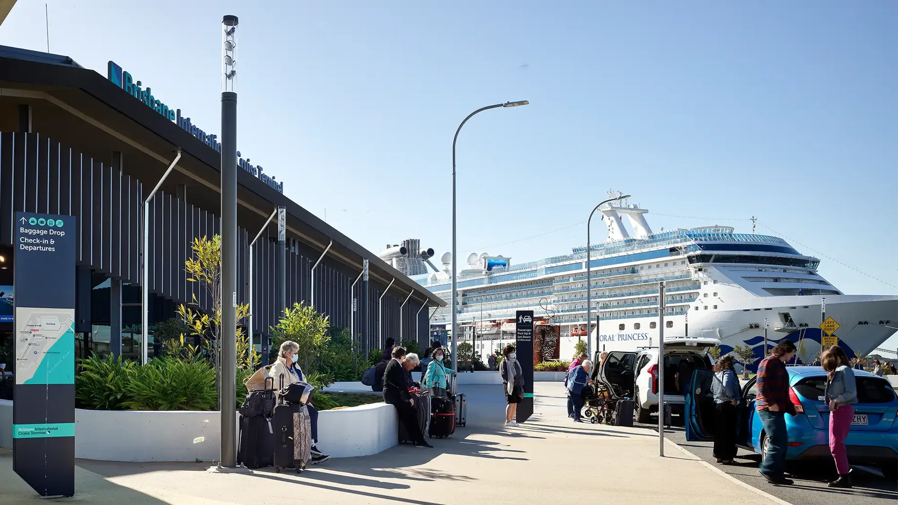 Passengers at Brisbane International Cruise Terminal