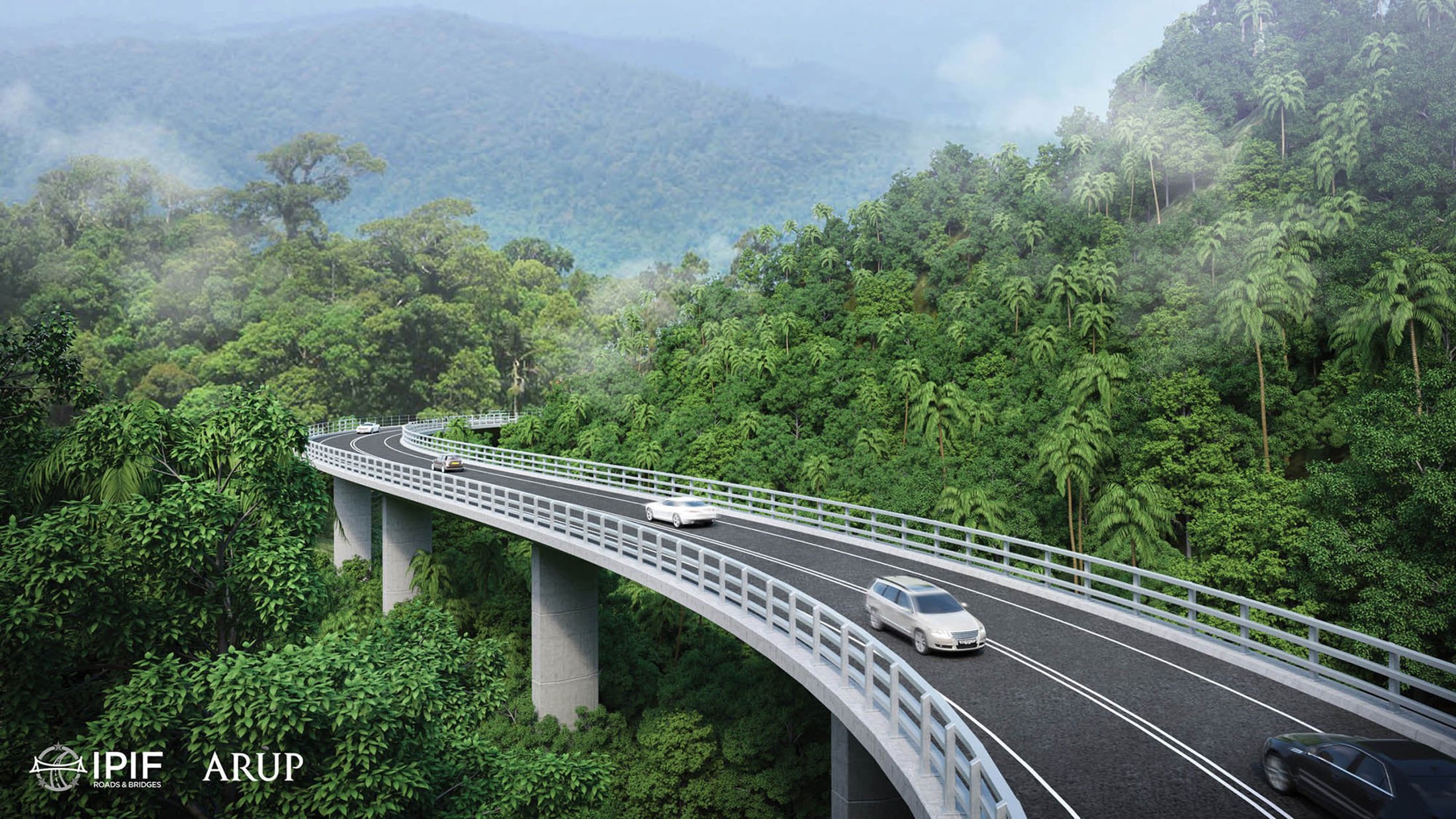 Artist's impression of cars using a new highway