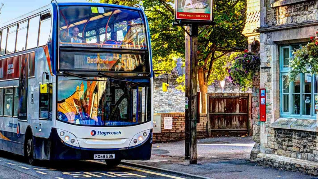 A bus on a road in Britain