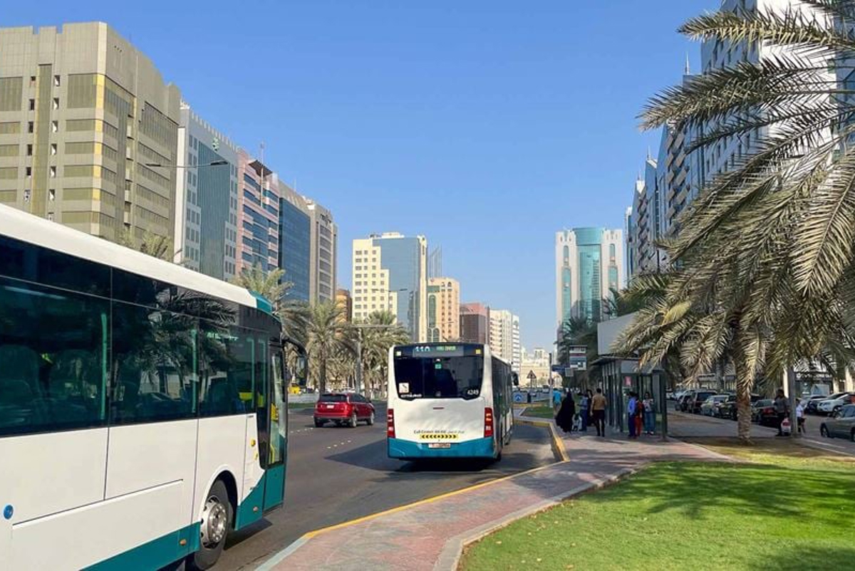 Buses on a road in Abu Dhabi