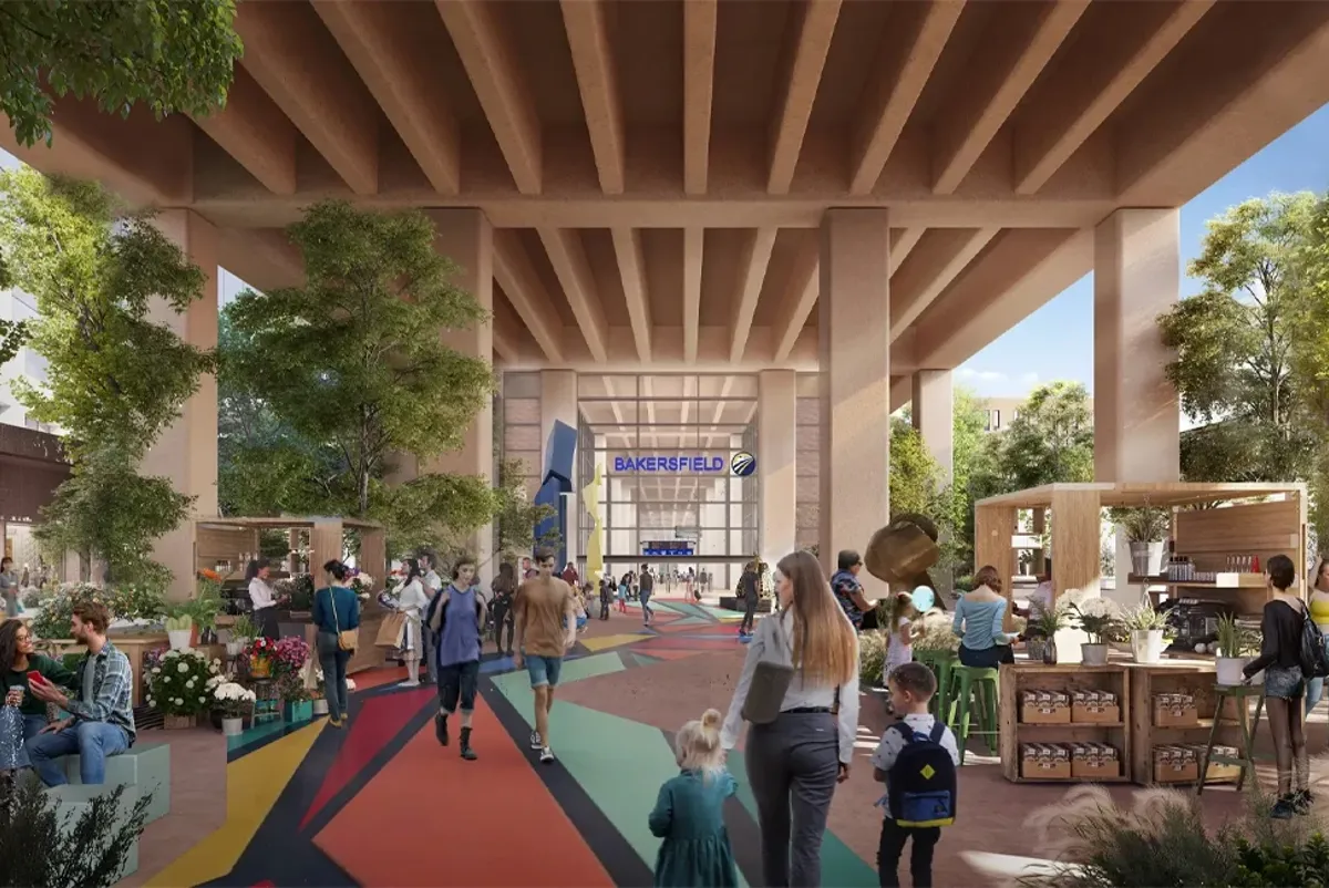 Render of Bakersfield station as part of California High Speed Rail