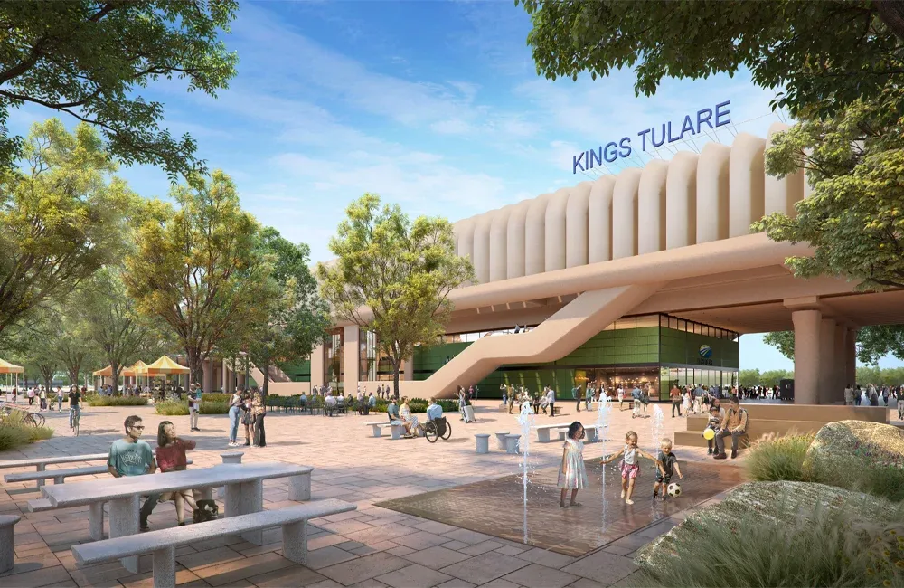 Render of Kings Tulare station as part of California High Speed Rail