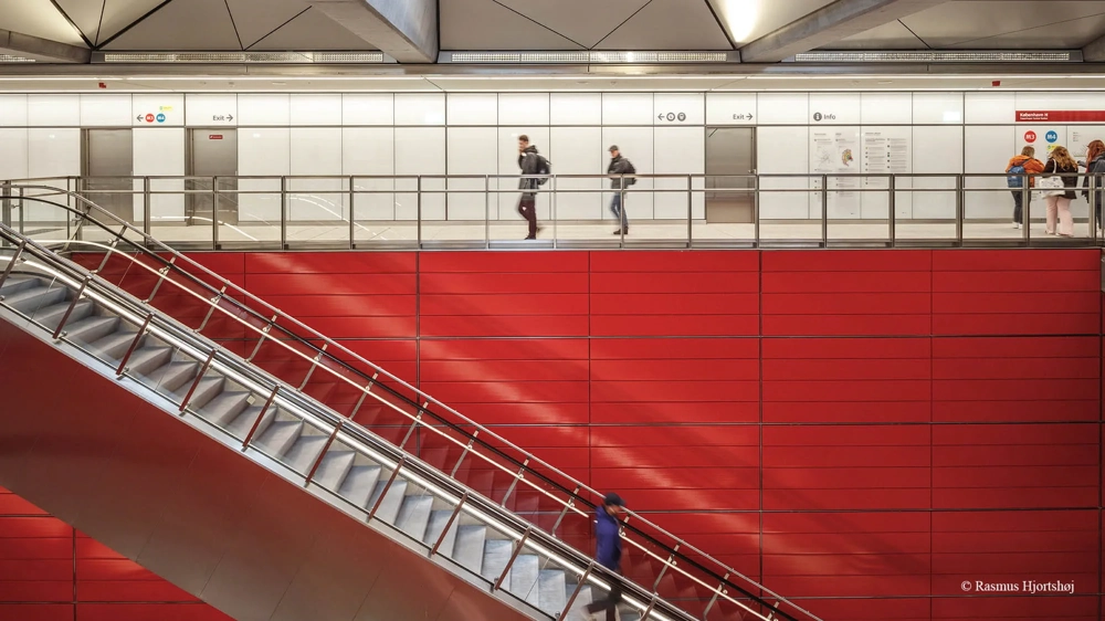 Escalators inside Cityringen rail station. Credit: Rasmus Hjortshoj