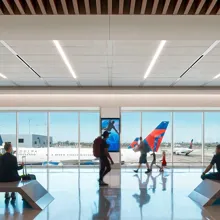 People at the departure lounge inside Los Angeles International Airport