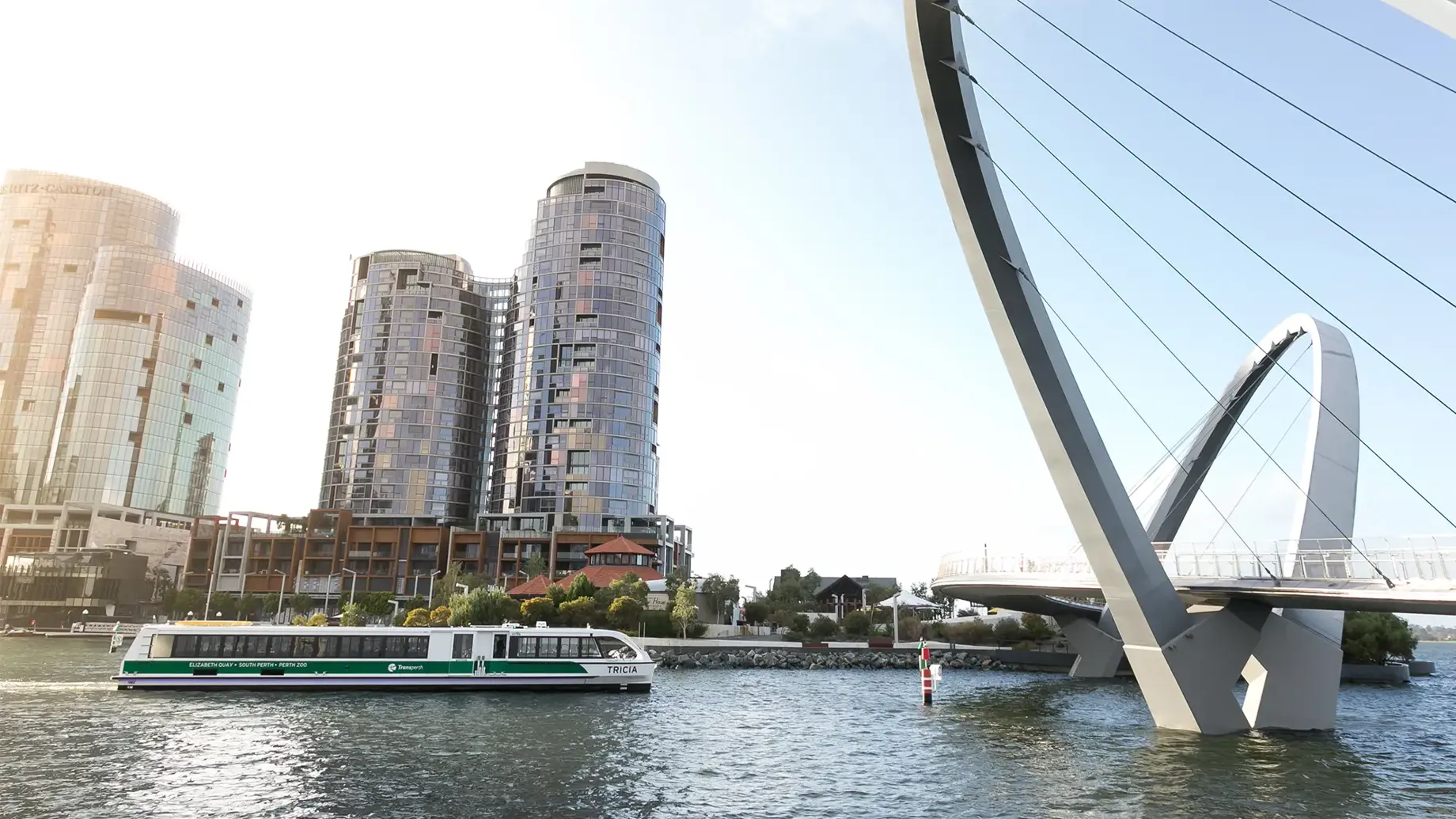 A ferry in transit on the Swan River in Perth
