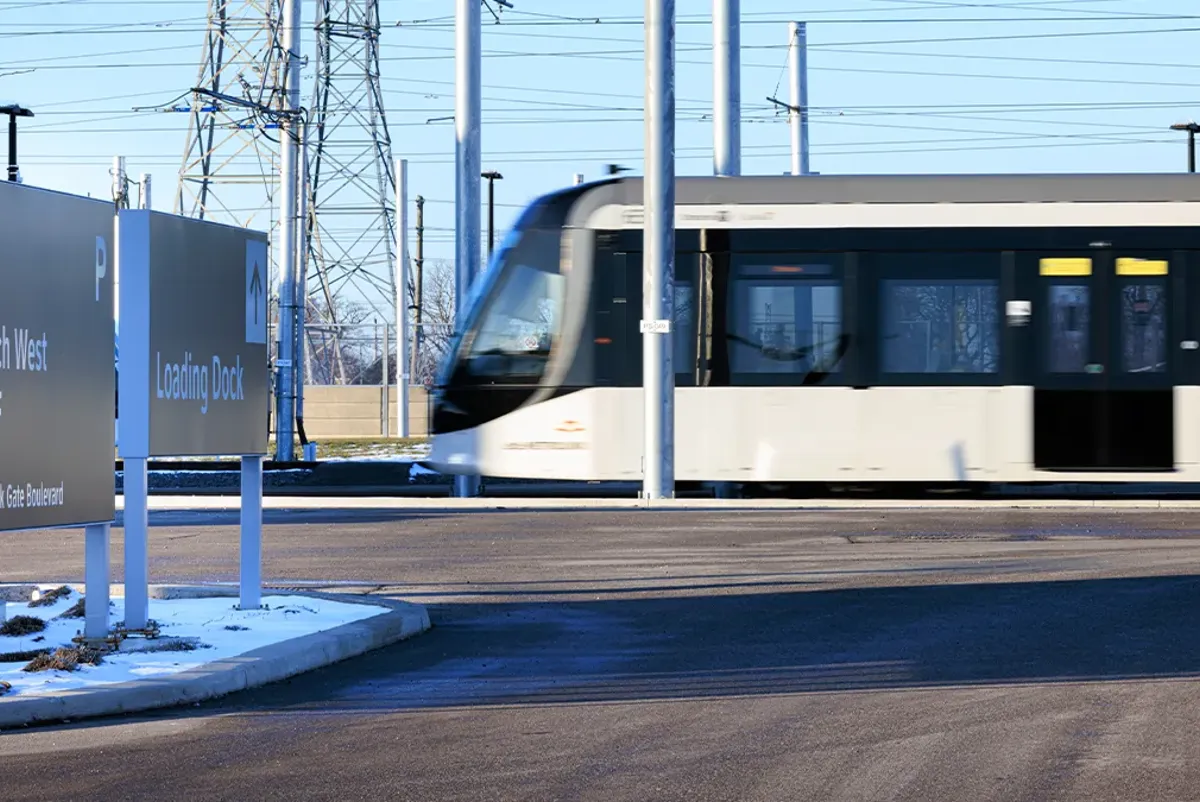 A train on the tracks.