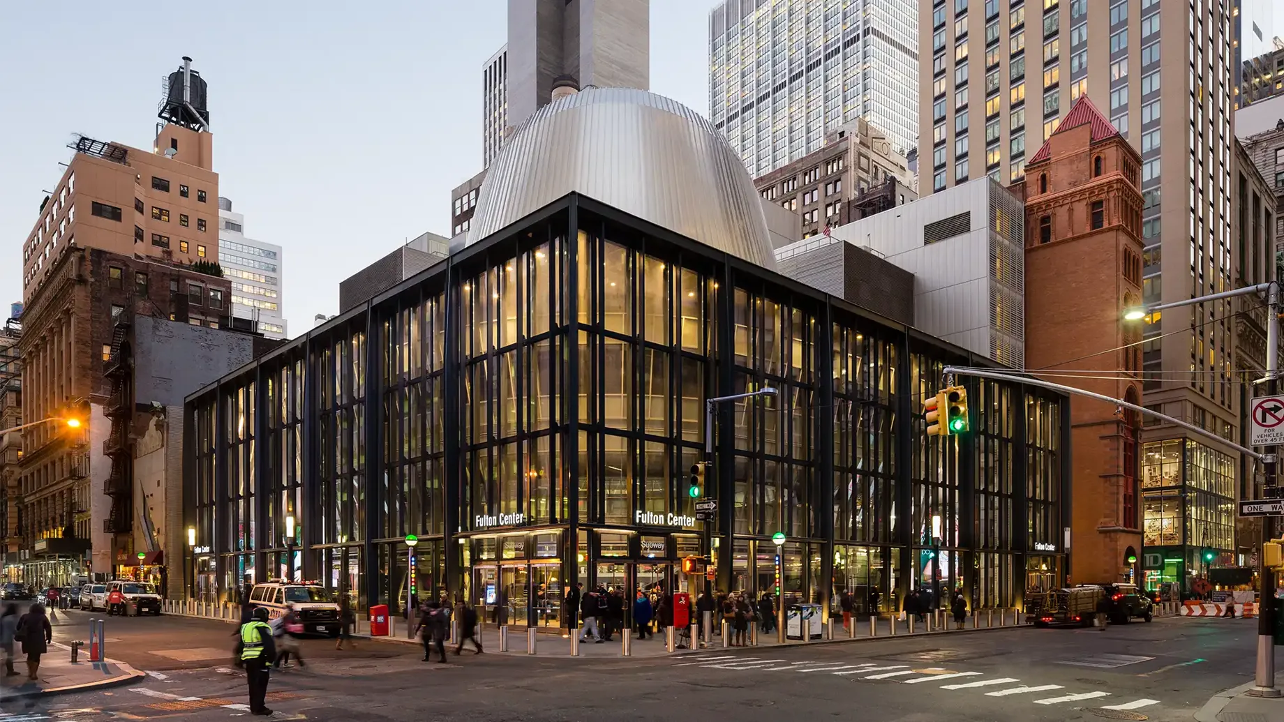 Exterior of Fulton Center in Manhattan
