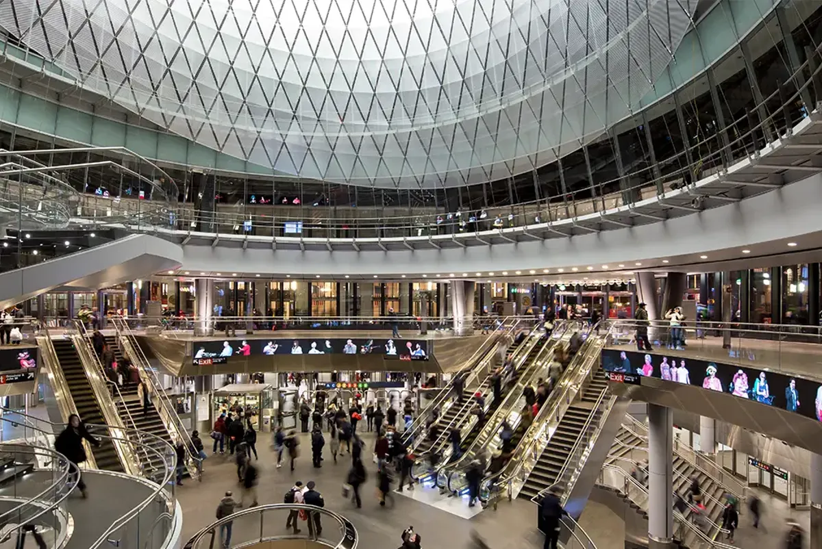 Interior of Fulton Center in Manhattan