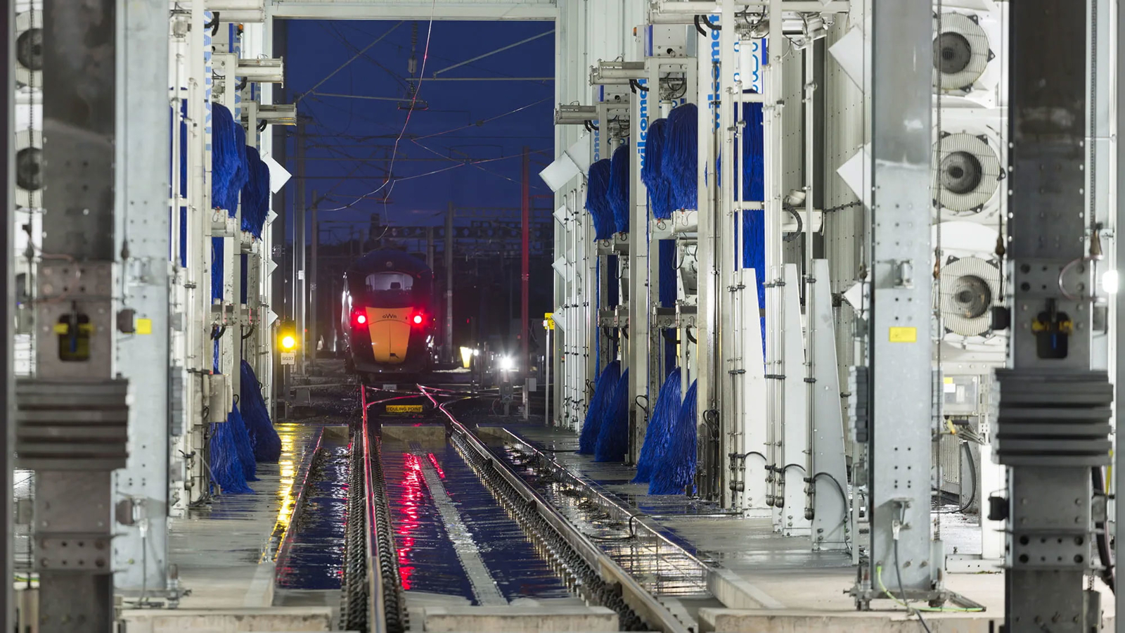 Train preparing to be cleaned