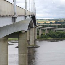 A bridge over a river.