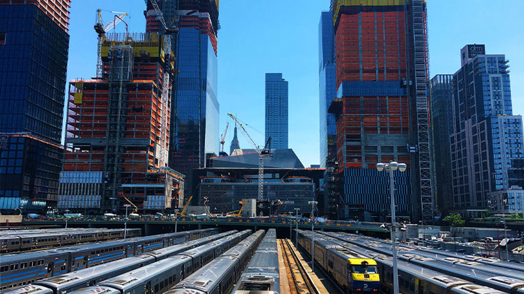 Trains on the railway tracks.