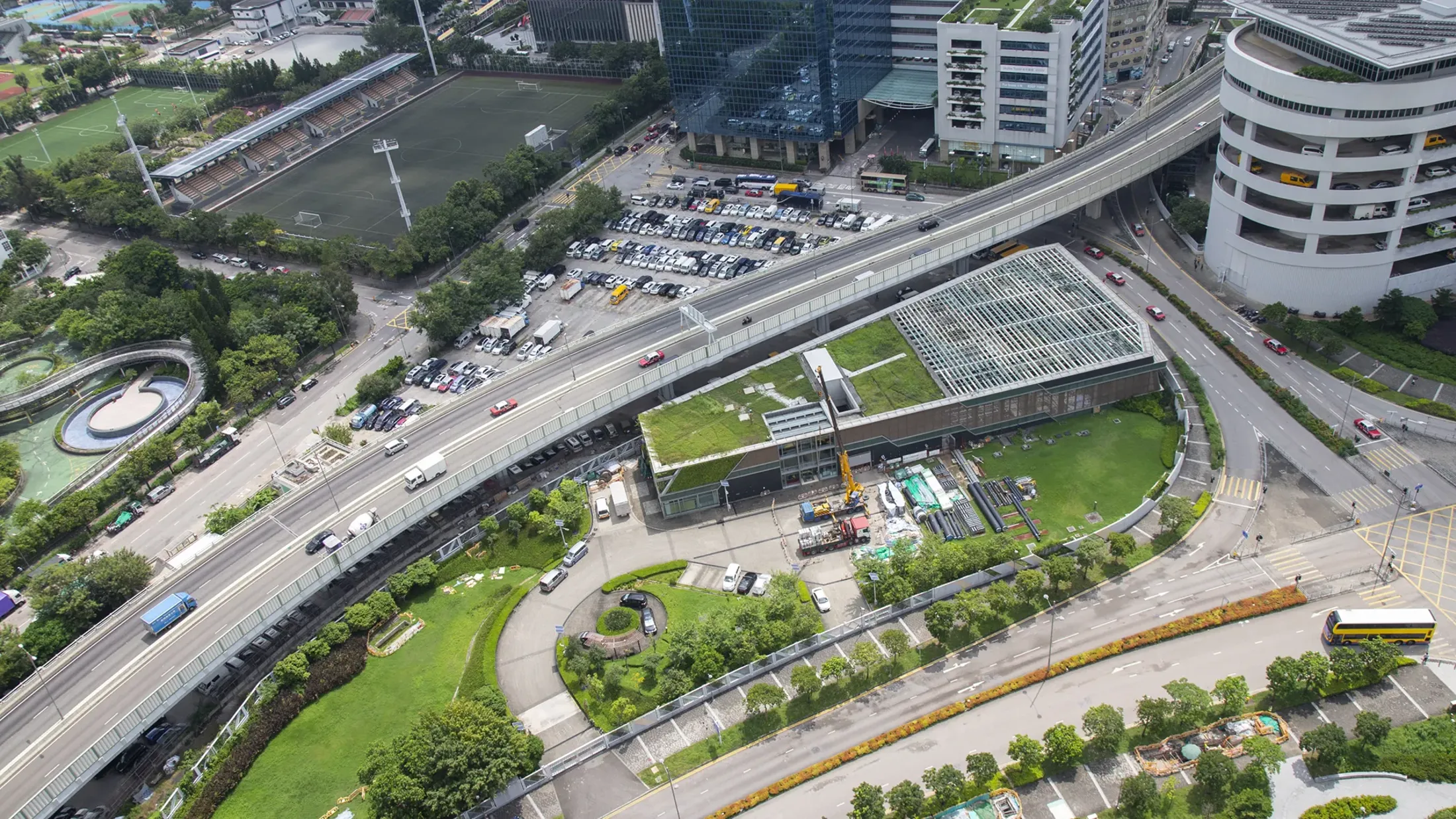 The district cooling plant seen from the air
