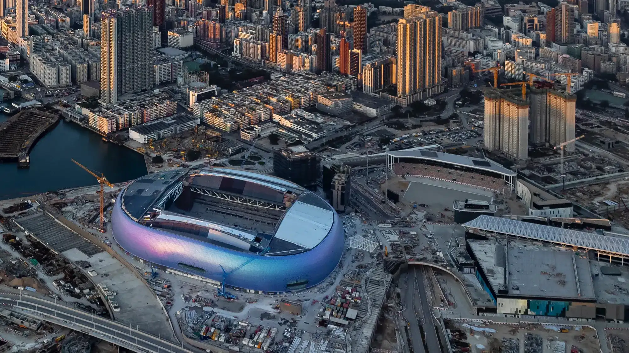 Bird view of Kai Tak sport park and Kai Tak stadium (c)KTSPL