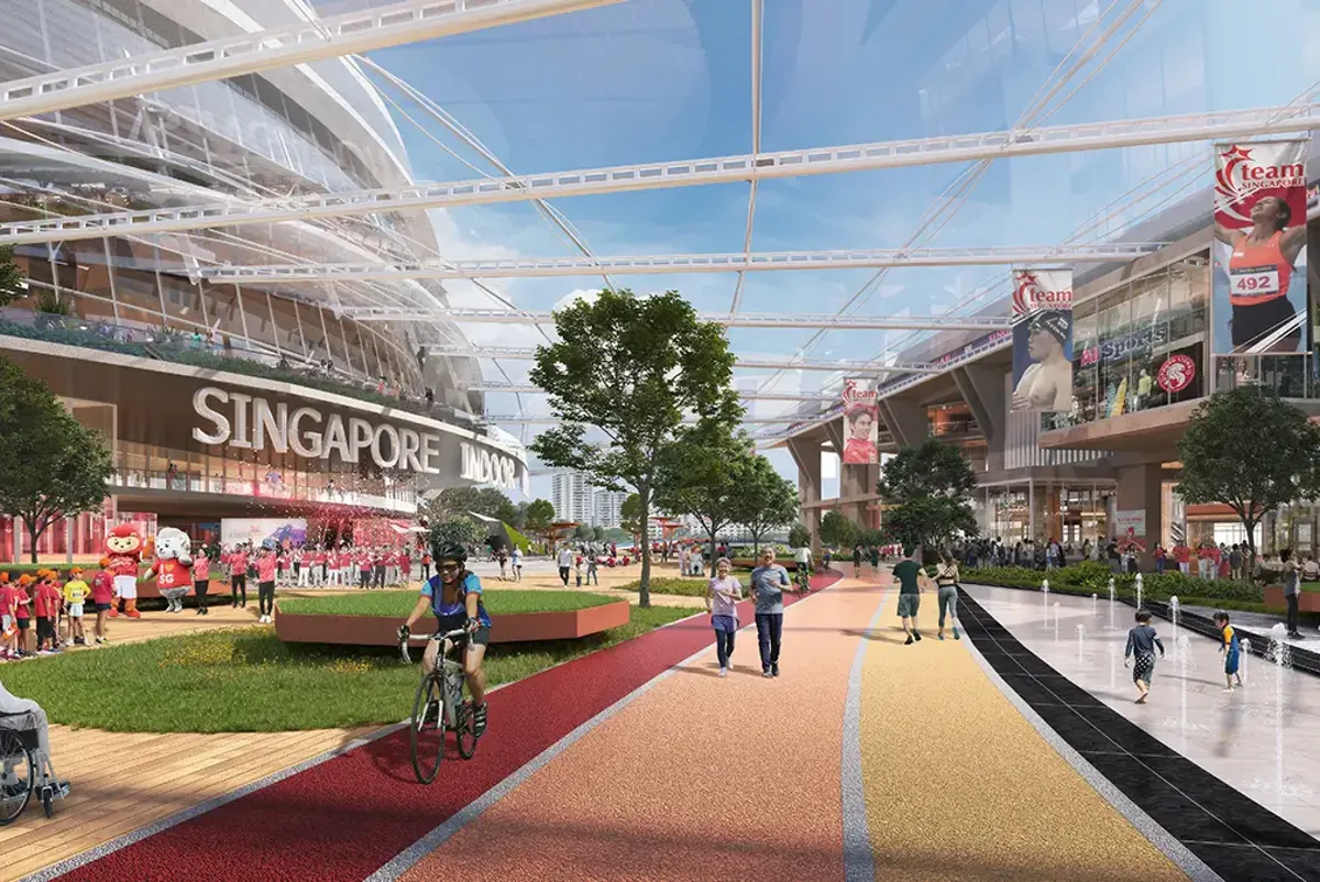 People walking and cycling along the promenade