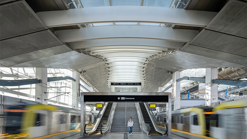 A person standing on a platform.